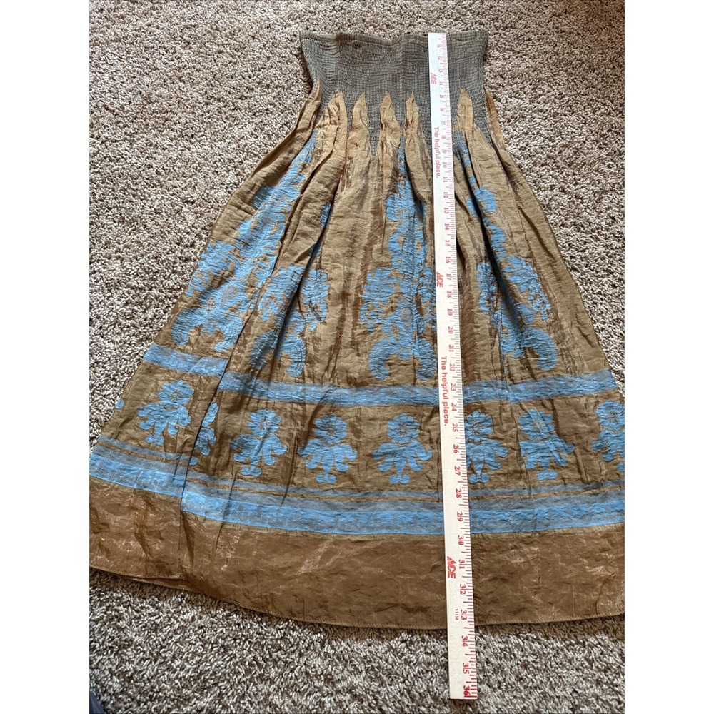 Lapis Strapless Midi Dress Convertible Skirt One Size Copper & Teal Artsy Boho - Picture 6 of 9